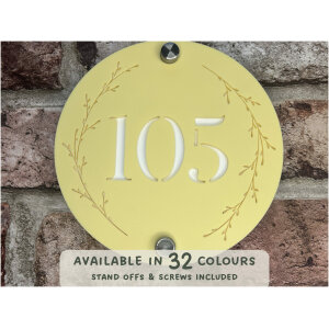 Foliage Branch Wreath House Number Sign