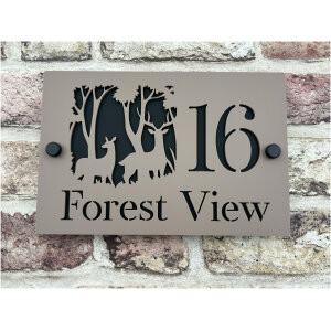 Deer Forest Scene House Sign