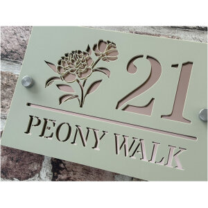 Peony Flower House Sign