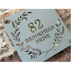 Foliage Wreath Square House Sign